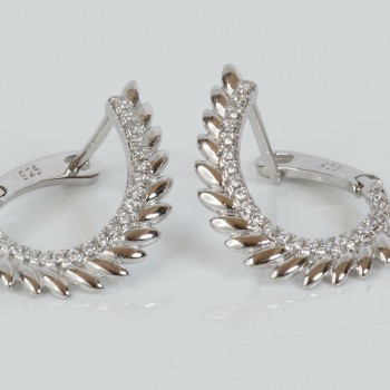 Sterling Silver Leaf Creole Earring
